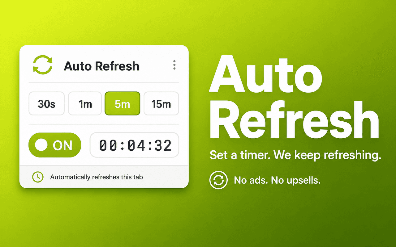 Auto Refresh Chrome extension screenshot showing the popup interface