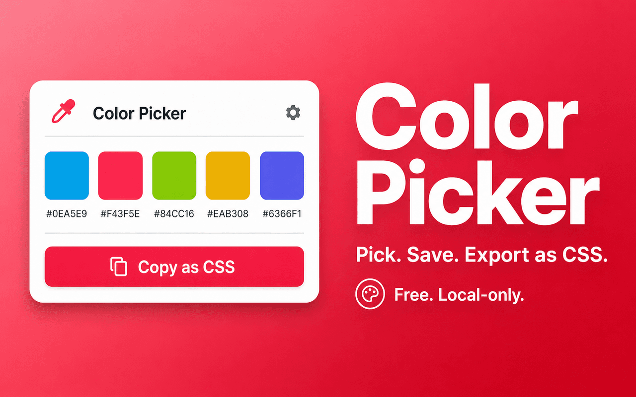 Color Picker Chrome extension screenshot showing the popup interface