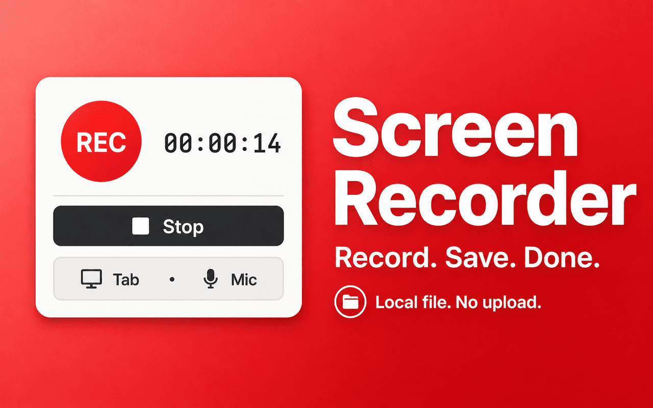 Screen Recorder Lite Chrome extension screenshot showing the popup interface