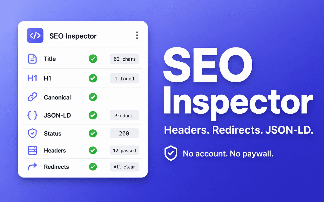 SEO Inspector Chrome extension screenshot showing the popup interface