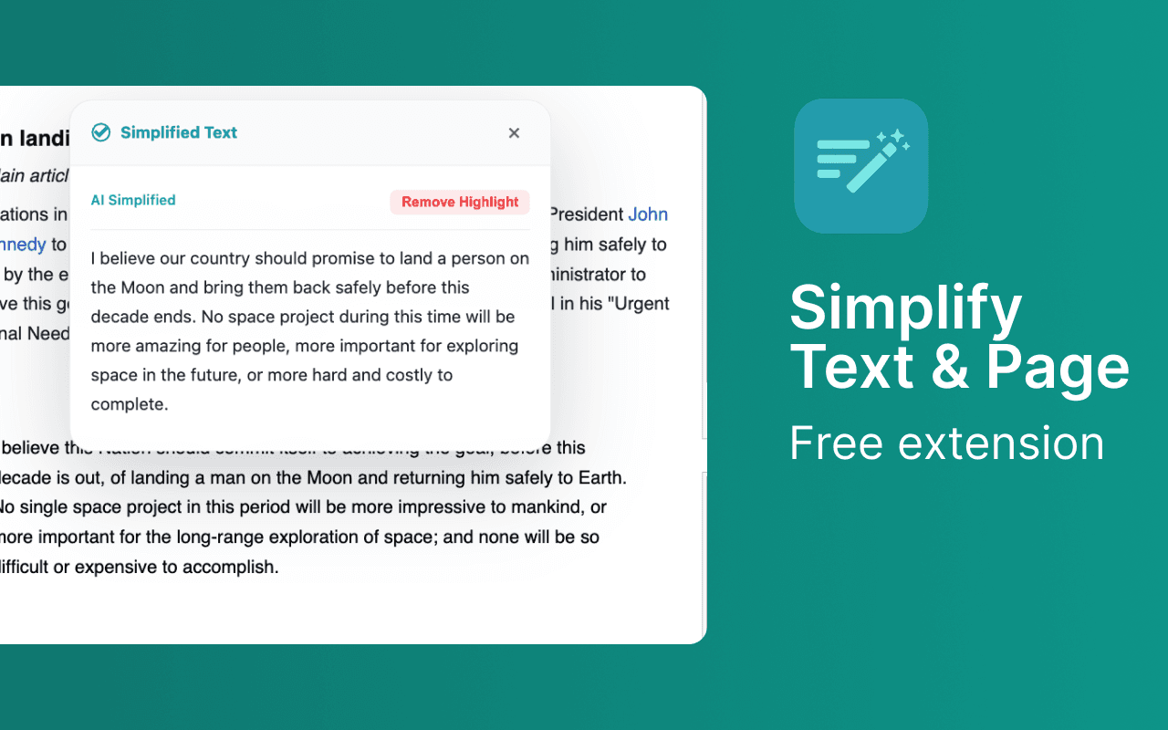 Simplify Chrome extension screenshot showing the popup interface